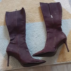 Deep Purple Knee-high Leather Stiletto boots